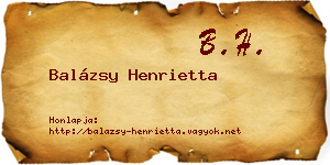 Balázsy Henrietta névjegykártya