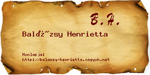 Balázsy Henrietta névjegykártya